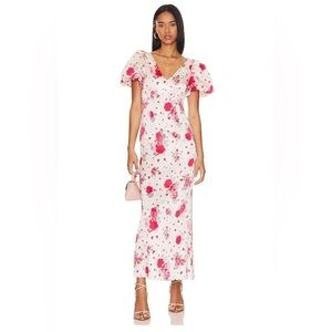 LPA Maryann Maxi Dress in Red & Pink Floral size small New